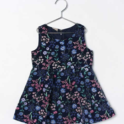 ボタニカル柄ノースリーブワンピース