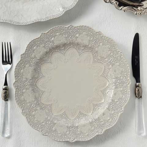 レースディナープレート　クリーム　ＬＣ０２２