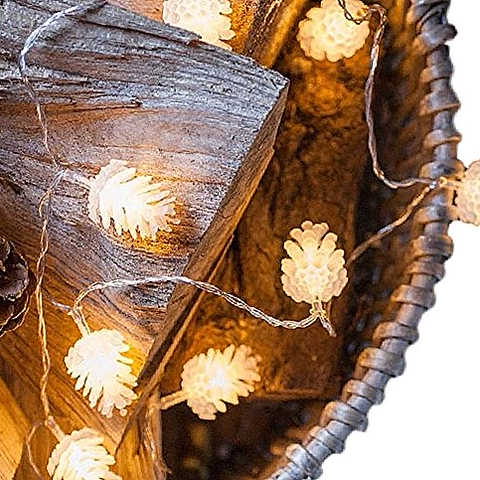 【19blue】 led ライト ガーランド 松ぼっくり イルミネーション 電飾 電池式 (2m)