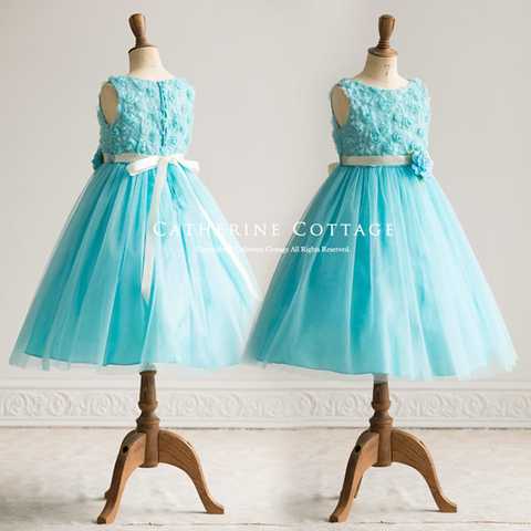 バラとチュールのキッズドレス