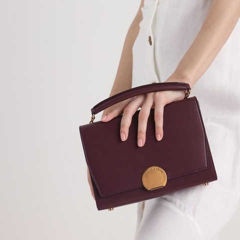 メタリックアクセント シングルハンドルバッグ / Metallic Accent Single Handle Bag