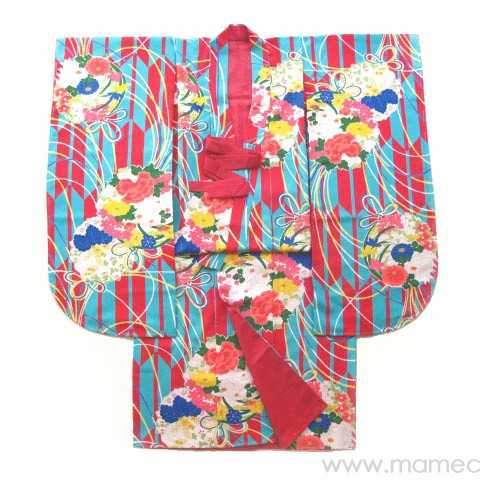  四つ身　「花薬玉」　 ブルー