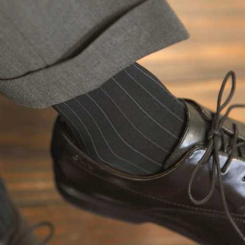 メンズ チョークストライプソックス23~25cm