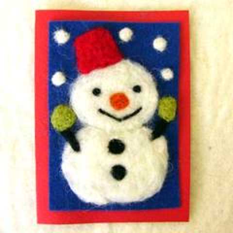 クラフト　フェルト羊毛キット　チューリップ ハッピークリスマスカード（ゆきだるま）