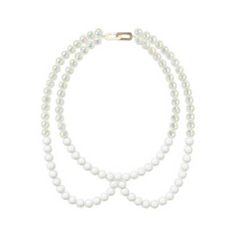 Banquet bijou necklace｜round collar , White opal × Chalk white
