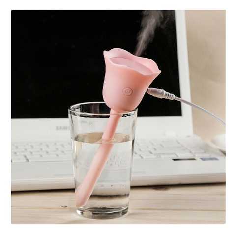 E-More ミニ空気加湿器　超音波式　独特な花型デザイン