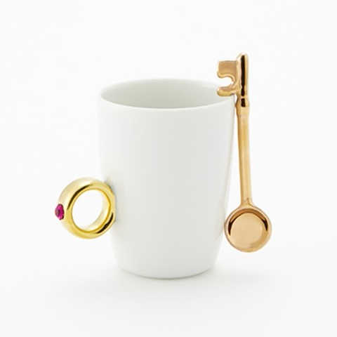 Cup Ring White/Gold × KeySpoon Set Gold