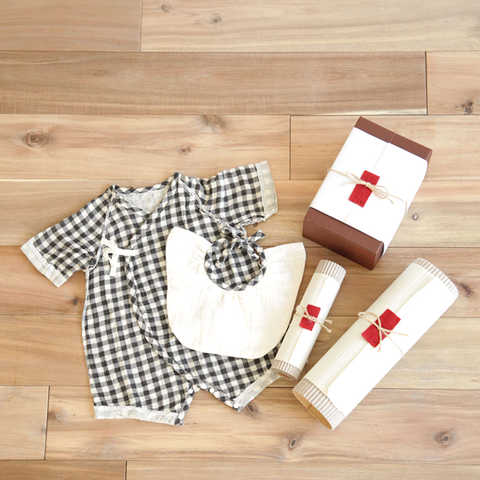 ベビーギフトセットB-ギンガム肌着（all）＆ギンガムスタイ