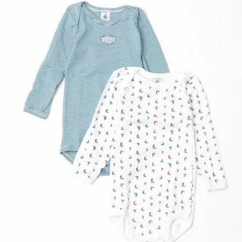 ミラレ＆プリント長袖ボディ２枚組