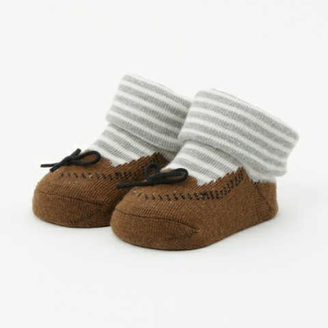 モカシン風カップソックス(ブラウン）