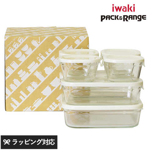 iwaki イワキ パック&レンジ 角型7点セット NR-03355 保存容器耐熱ガラス/スタッキング/電子レンジ/オーブン/食洗機/冷蔵/冷凍/ギフト/