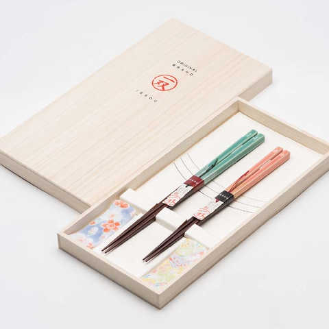 名入れ 一双　夫婦箸 お箸＆箸置きセット［ ほのか ］ 