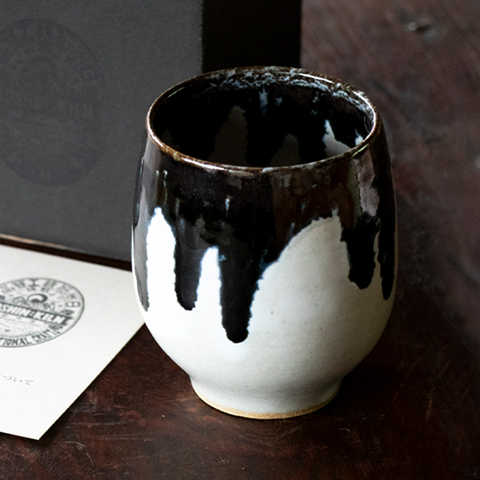 【5個~OK】「墨と雪」上野焼 伝統工芸品 湯吞み ※受注生産