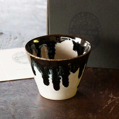 【5個~OK】「墨と雪」上野焼 伝統工芸品 蕎麦ちょこ ※受注生産