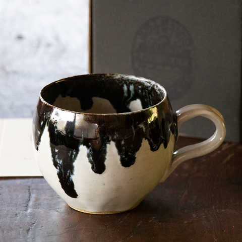 【5個~OK】「墨と雪」上野焼 伝統工芸品 マグカップ ※受注生産
