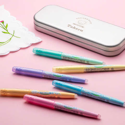 名入れペンケース付 こすると消える PILOT フリクションライト 蛍光ペン 6本セット [ソフトカラー]