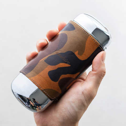 迷彩柄 イタリアンレザー 名入れ メガネケース