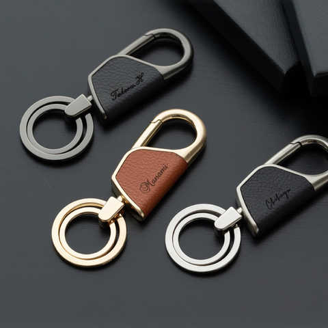 名入れ カラビナ キーリング（ラウンド型）[BOX付き]