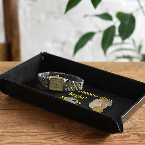 【名入れ】レザーボタントレイ レクタングル