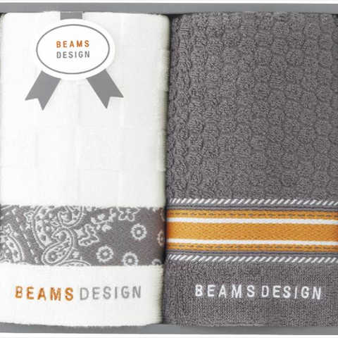 BEAMS DESIGN チェッカーバンダナ フェイスタオル2P 51-3139200GY グレー