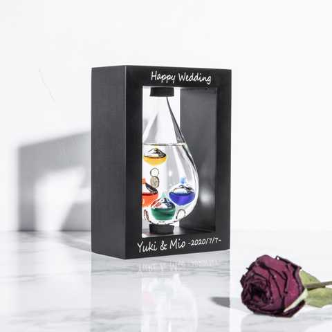 【名入れ】フレーム付きガリレオ温度計 しずく