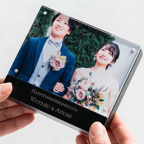 名入れ アクリル素材 × ウッド フォトフレーム [L版]