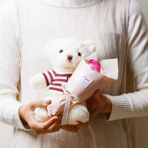 テディーベアブーケ 花とぬいぐるみのセット