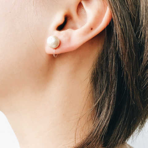 多角形 爽やか チェック 大きめピアス イヤリング（オフィスでも
