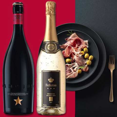 【ギフト】イネディットビール 750ml&生ハム&スパークリングワイン/22カラット 金箔入り フェリスタス