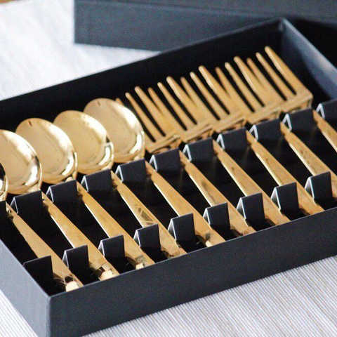 【20250303/取扱中止・在庫0】DRESS Tea Spoon&Tea Folk／Gold（10本セット）