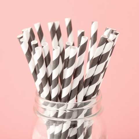 ペーパーストロー(20本入)｜Black Stripe