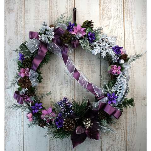 クリスマスリース　パープルピンク　直径45cm
