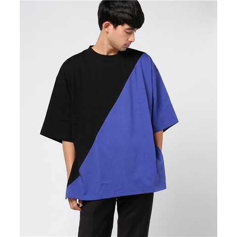 ヘビーコットン２TONEMIX オーバーサイズTシャツ半袖/4C17041801