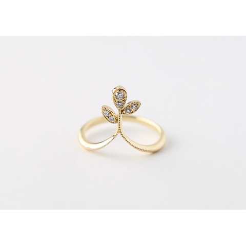 [Leaf] Gold Diamond Ring