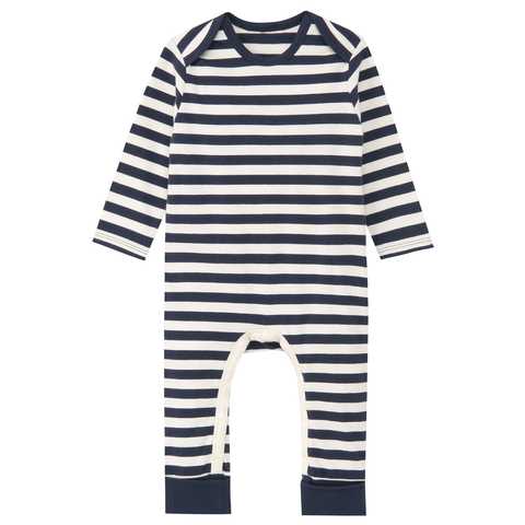 毎日のこども服オーガニックコットン混しましま長袖カバーオール（ベビー）
