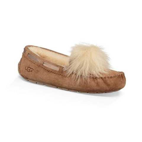 UGG アグ W1019015 Dakota Pom Pomモカシンレディース ムートンシューズ /BLACK CHESTNUT CREAM DUSK 22cm 23cm 24cm