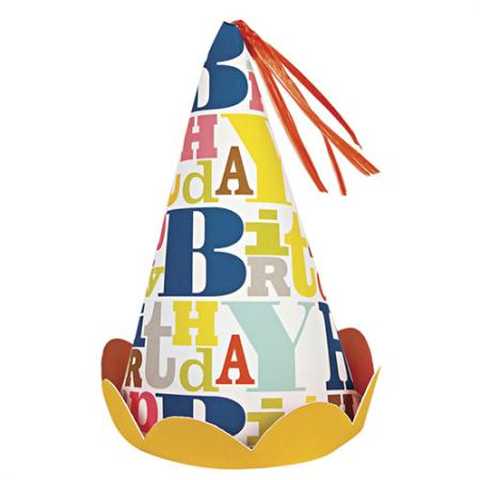 MeriMeri Happy Birthday パーティーハット（8個入）