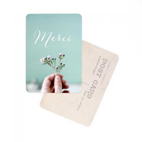 Carte Postale ”MERCI / FLOWERS AND MINT”.