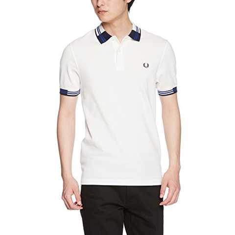[フレッドペリー]ポロシャツ BLOCK TIPPED PIQUE SHIRT メンズ M3590 129SNOW WHITE UK S-(日本サイズM相当)