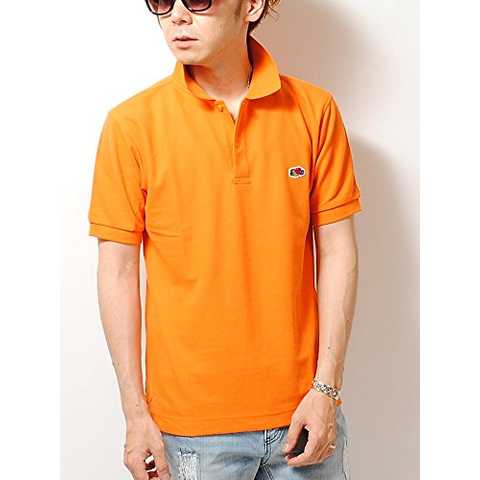 フルーツオブザルーム (FRUIT OF THE LOOM) カラー 鹿の子 ワッペン ポロシャツ (L, ORANGE)