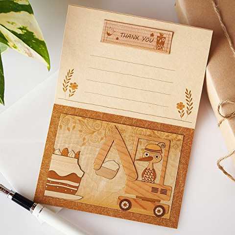 KINOWA 「ショベルカーの運転手」 自分でつくる グリーティングカード 木はり絵 キット