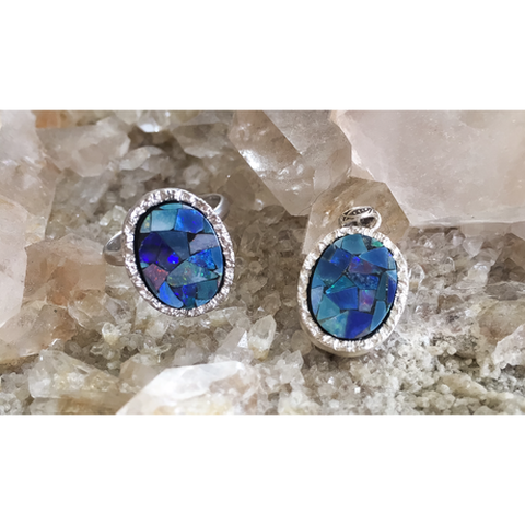 Mosaic opal charm/ring　SILVER