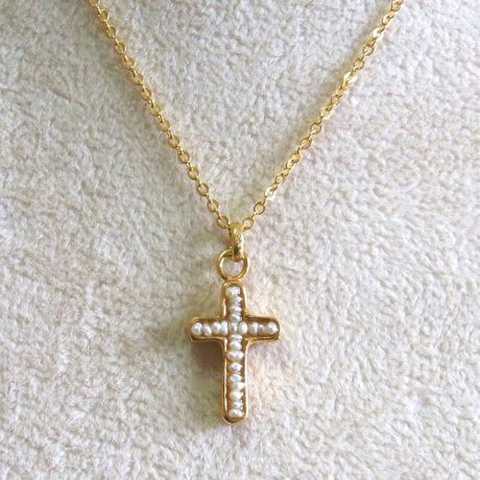 Pearl cross charm
