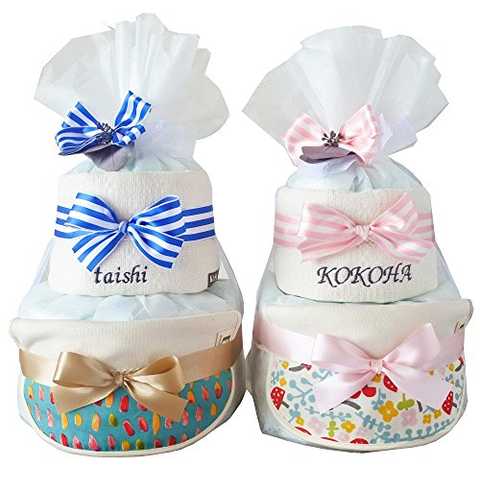 出産祝い おむつケーキ GOTS認証 北欧 オーガニック 今治 タオル 名入れ おしゃれ (S, フルーツ スタイ)