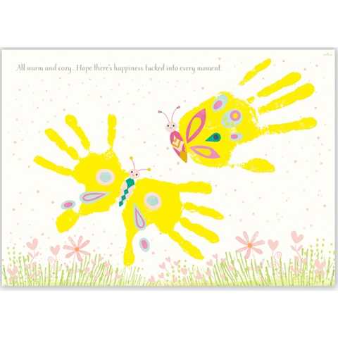 親子で楽しむはじめての手形キット 1st Hand Print　赤ちゃんの手形をアートにして飾ろう (チョウ　黄)
