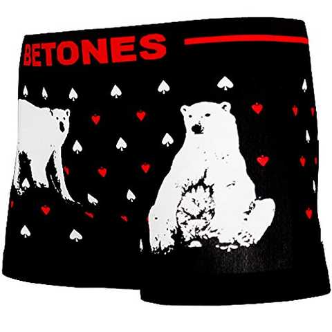 BETONES (ビトーンズ) メンズ ボクサーパンツ ANIMAL4 シロクマ dwearsステッカー入り ローライズ アンダーウェア ボーダー ブランド 男性 下着 誕生日 プレゼント ＜シロクマ フリーサイズ＞