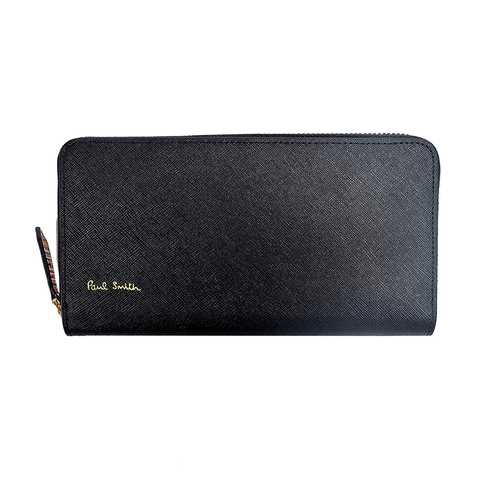 ポールスミス Paul Smith 長財布 本革 ブラック ファスナー PSC78 [名入れ可]