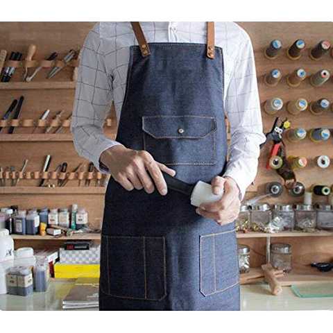 お洒落なデニムとレザーベルトのエプロン ワークエプロン デニム エプロン 本革 作業用エプロン 男女兼用 メンズ レディース 男性 女性 おしゃれ カフェ キャンプ アウトドア ガーデニング 花屋 サイズ調整可能