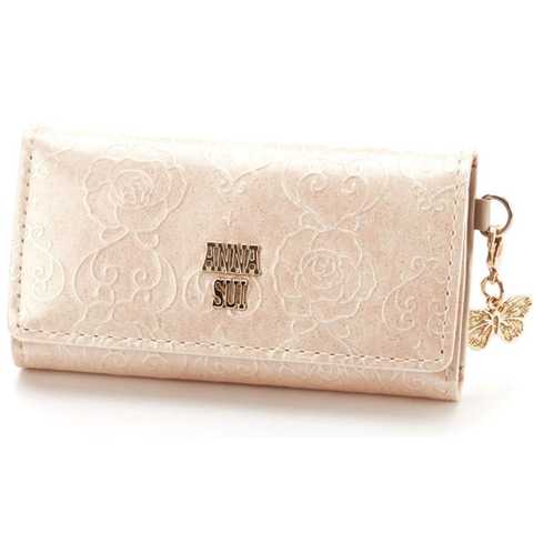(アナスイ) ANNA SUI キー ケース 鍵 カギ キーケースケース ハート ローズ バラ 薔薇 花柄 フラワー 蝶 バタフライ WOMEN レディース エンボス加工 型押し 牛革 革 レザー エナメル