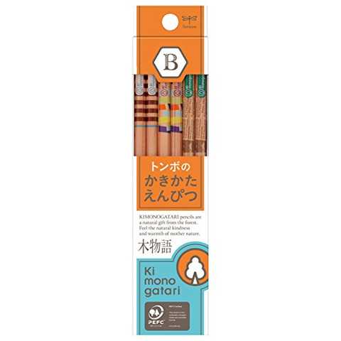 トンボ鉛筆 鉛筆 F木物語 かきかた B オレンジ柄 1ダース KB-KF03-B